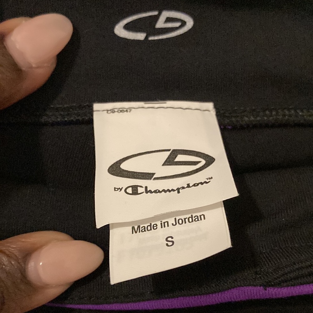 Champion Women’s Yoga style pants- black with purple waistband.  Size Small - Picture 3 of 9